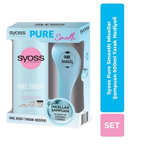 Syoss Pure Smooth Micellar Shampoo 500 Ml + Lightening Comb Set