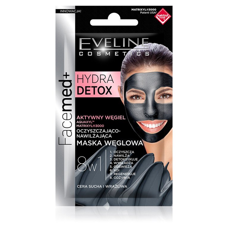 EVELINE FACEMED+ HYDRA DETOX PURIFYING&MOISTURISING CARBON MASK