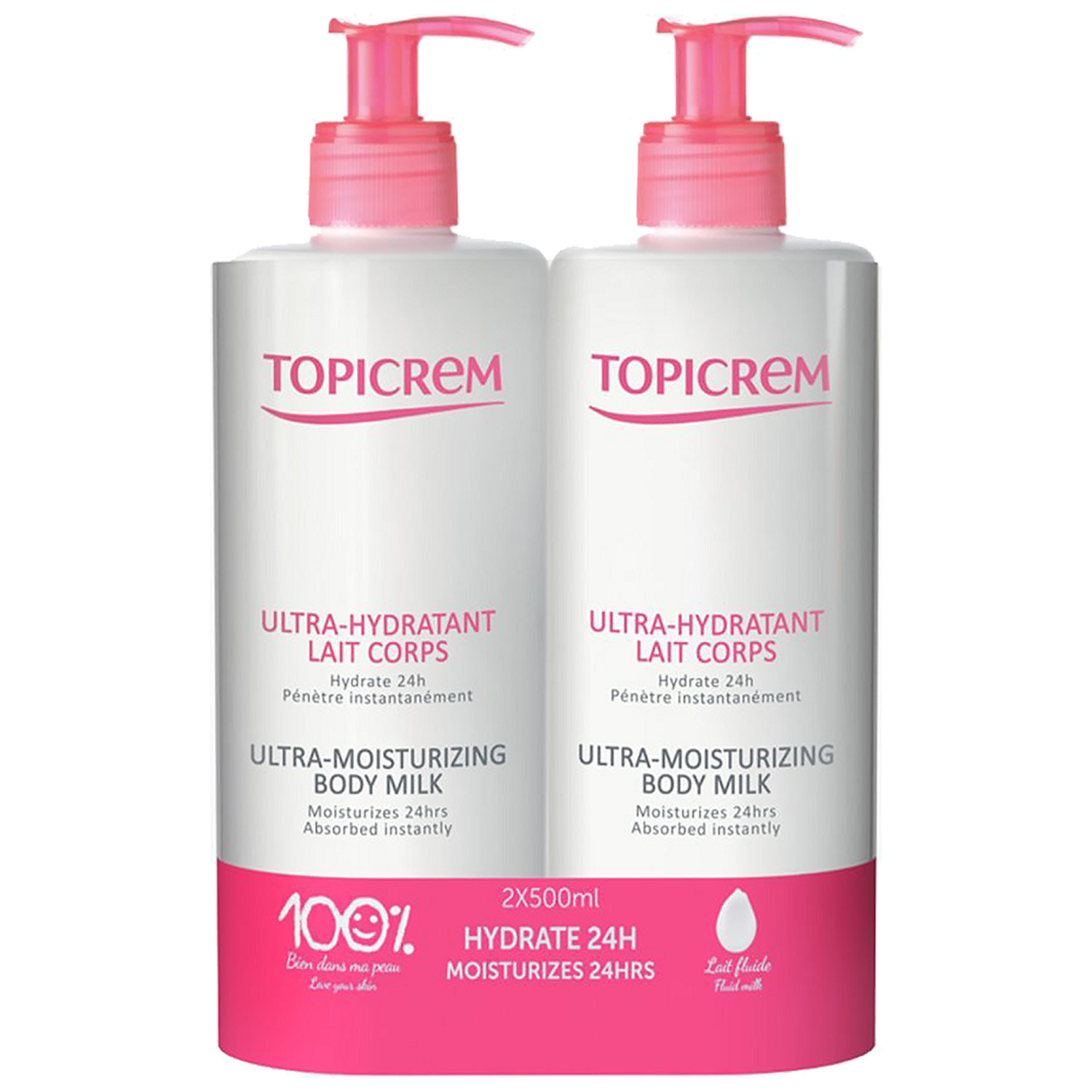 Topicrem Ultra-Hydratant Lait Corps Lot de 2 x 500 ml