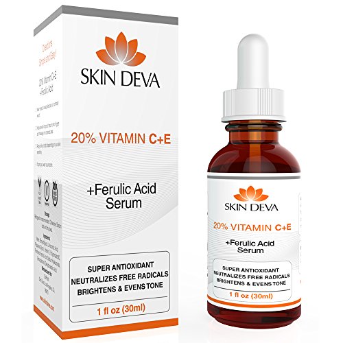 SKIN DEVA 20% Vitamin C Serum for Face with Vitamin E Plus Ferulic Acid Skin Care Serum 1 fl oz 30ml Rejuvenates Skin to Refresh and Neutralizes Free Radicals to Brighten Even Vitamin Serum