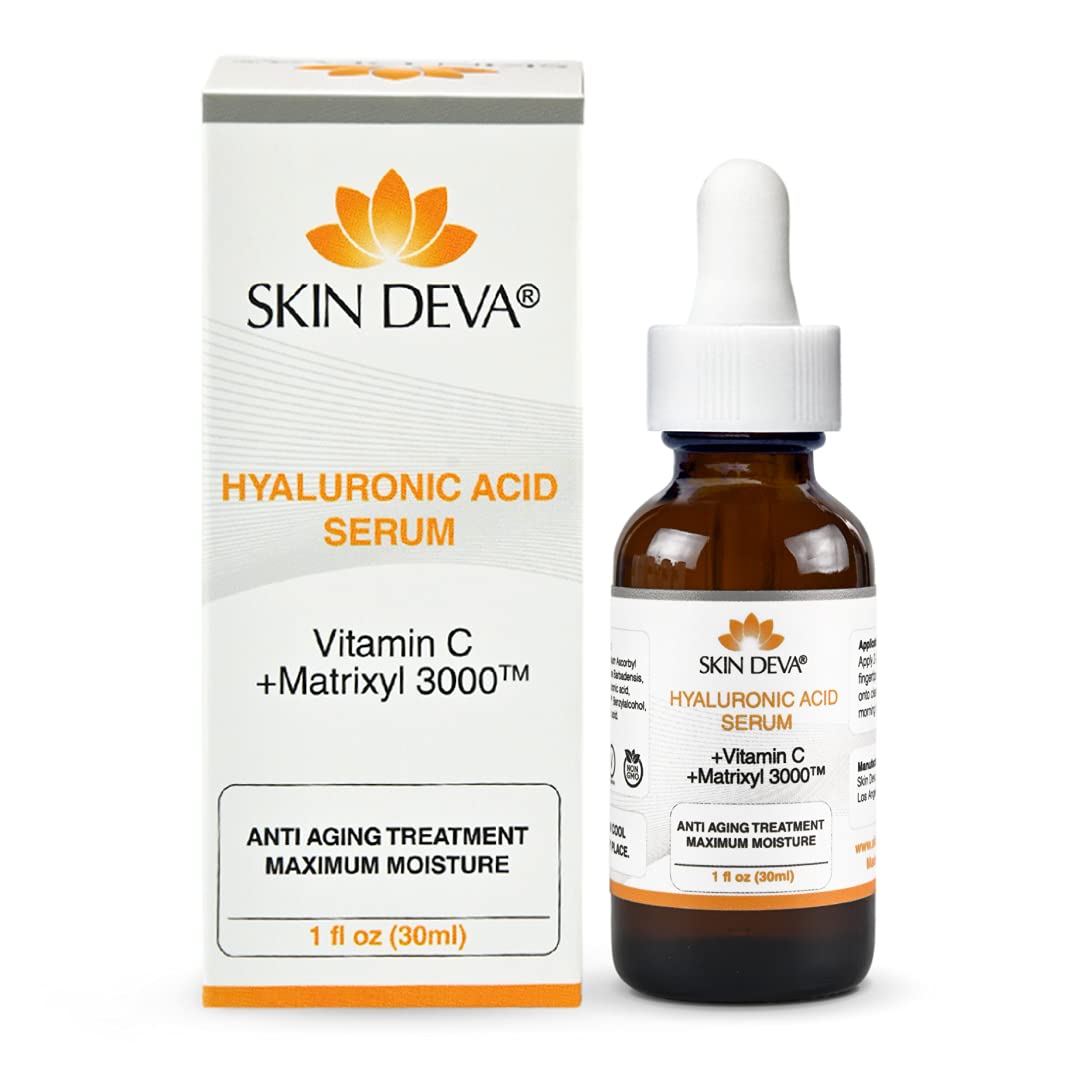 SKIN DEVA Acide hyaluronique avec vitamine C - Pour tous les types de peau - Le meilleur sérum pour le visage 1 oz