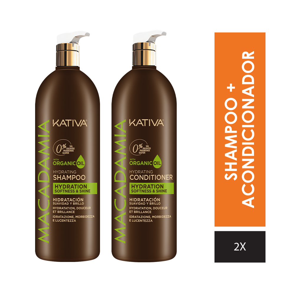 KATIVA MACADAMIA SHAMPOO + CONDITIONER PACK 1L BOTTLE