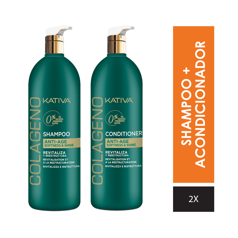 KATIVA COLLAGEN SHAMPOO + CONDITIONER PACK 1L BOTTLE