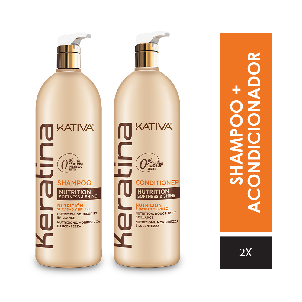 KATIVA KERATIN SHAMPOO + CONDITIONER PACK 1L BOTTLE