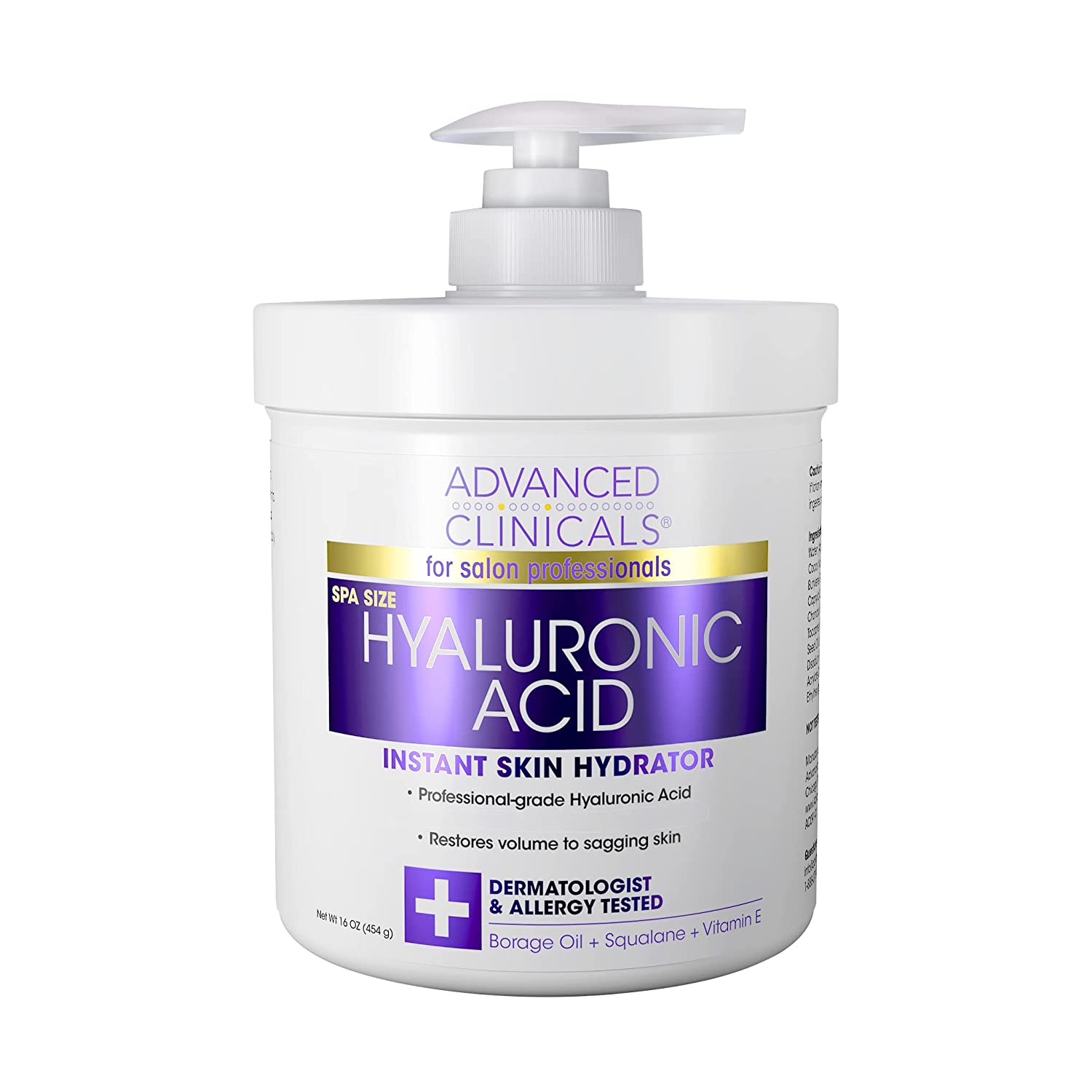 Advanced Clinicals Hyaluronic Acid Instant Skin Moisturizer 454g