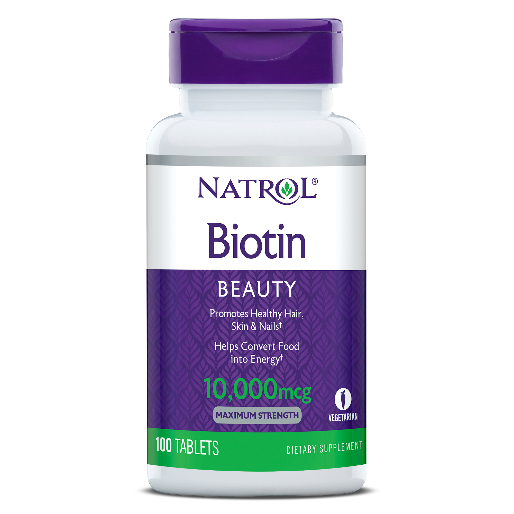 Natrol Biotin Maximum Strength, Beauty, 10,000 mcg, Tablets, 100ct