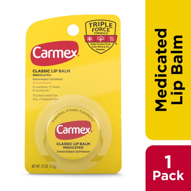 Carmex Moisturizing Medicated Lip Balms with Camphor, Menthol, Phenol, Clear