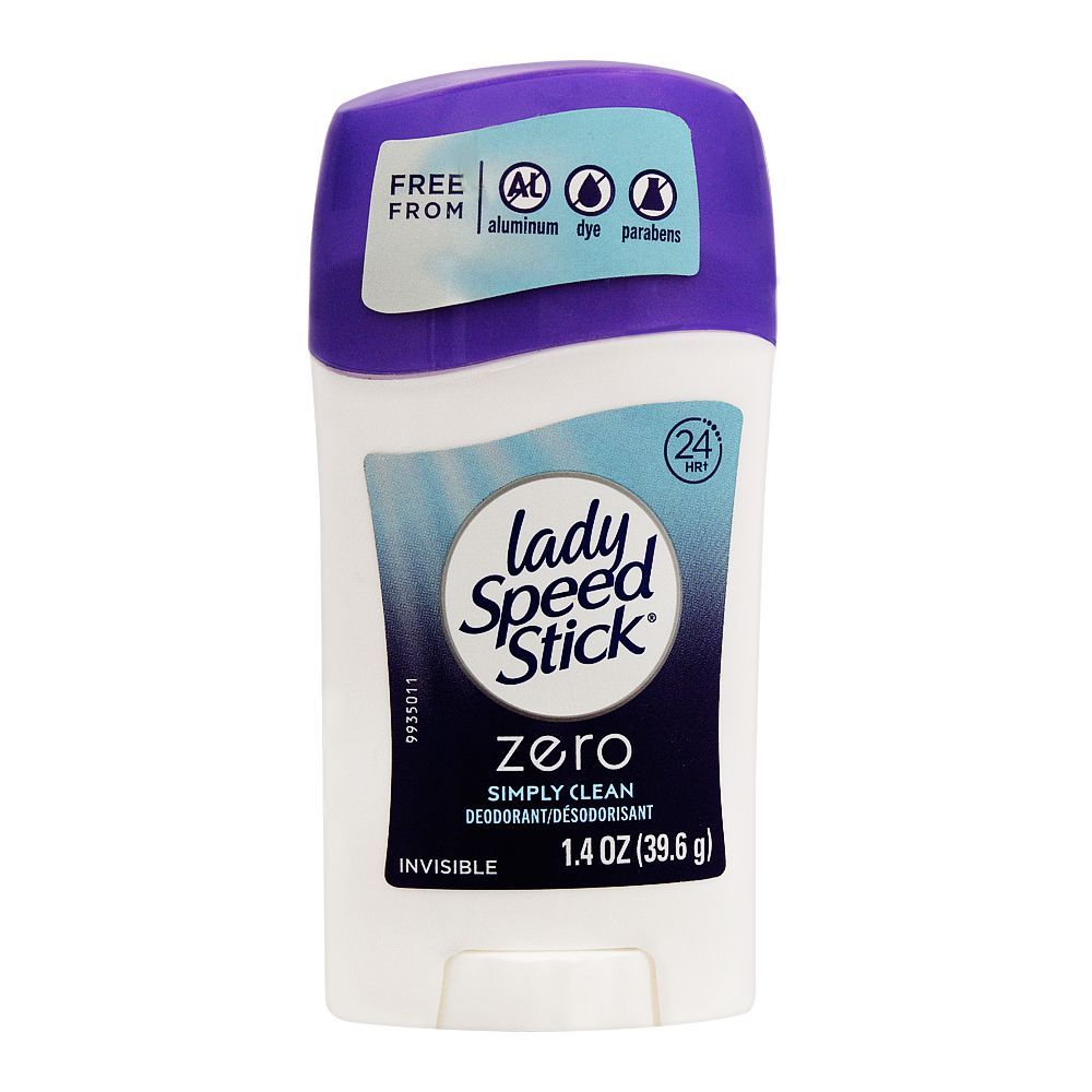 Lady Speed Stick Zero Simply Clean Deodorant Stick, For Women, 39.6g