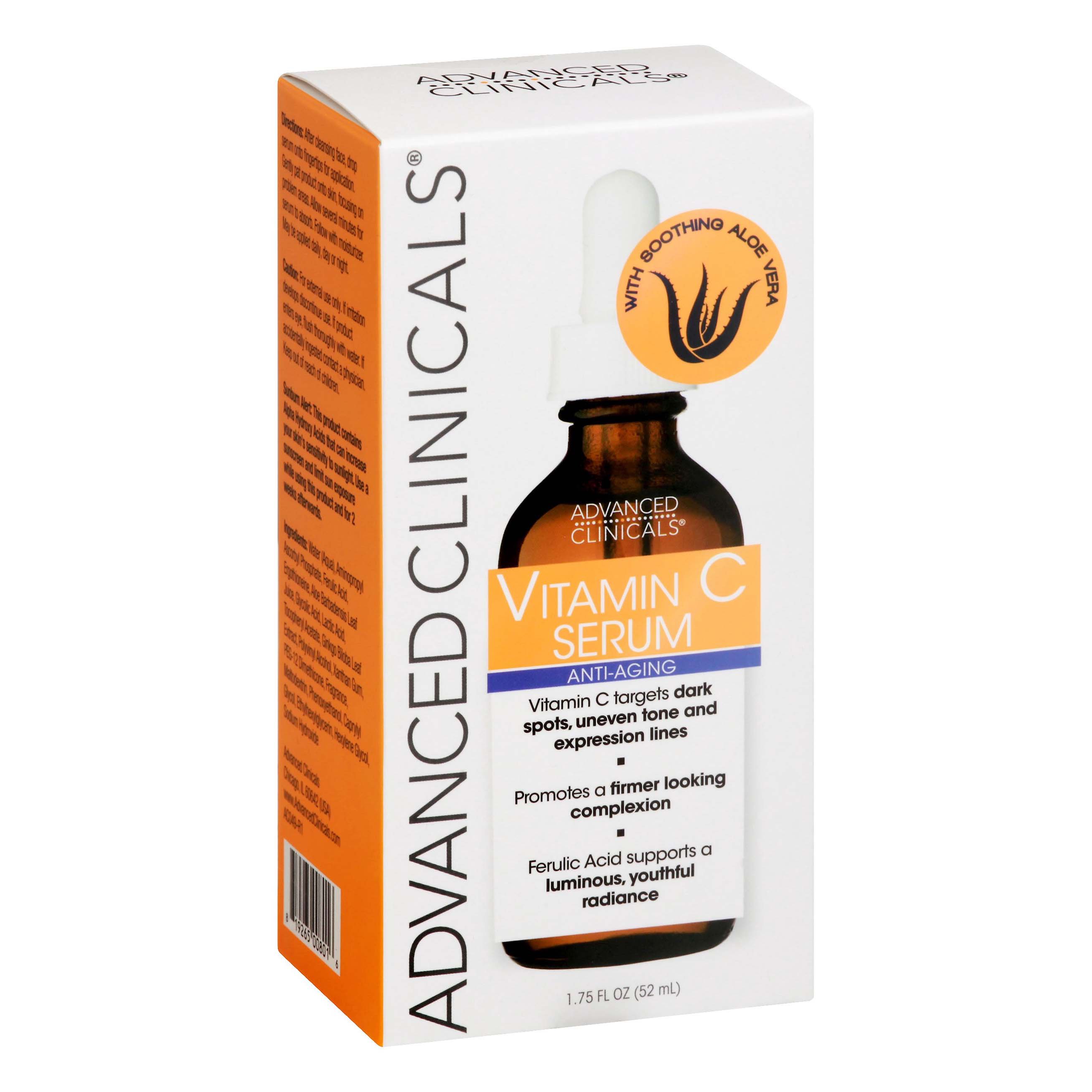 ADVANCED CLINICALS vitamin C Anti-Aging Serum for Dark Spots, Uneven Skin Tone Crows Feet and Expression Lines, 52ml