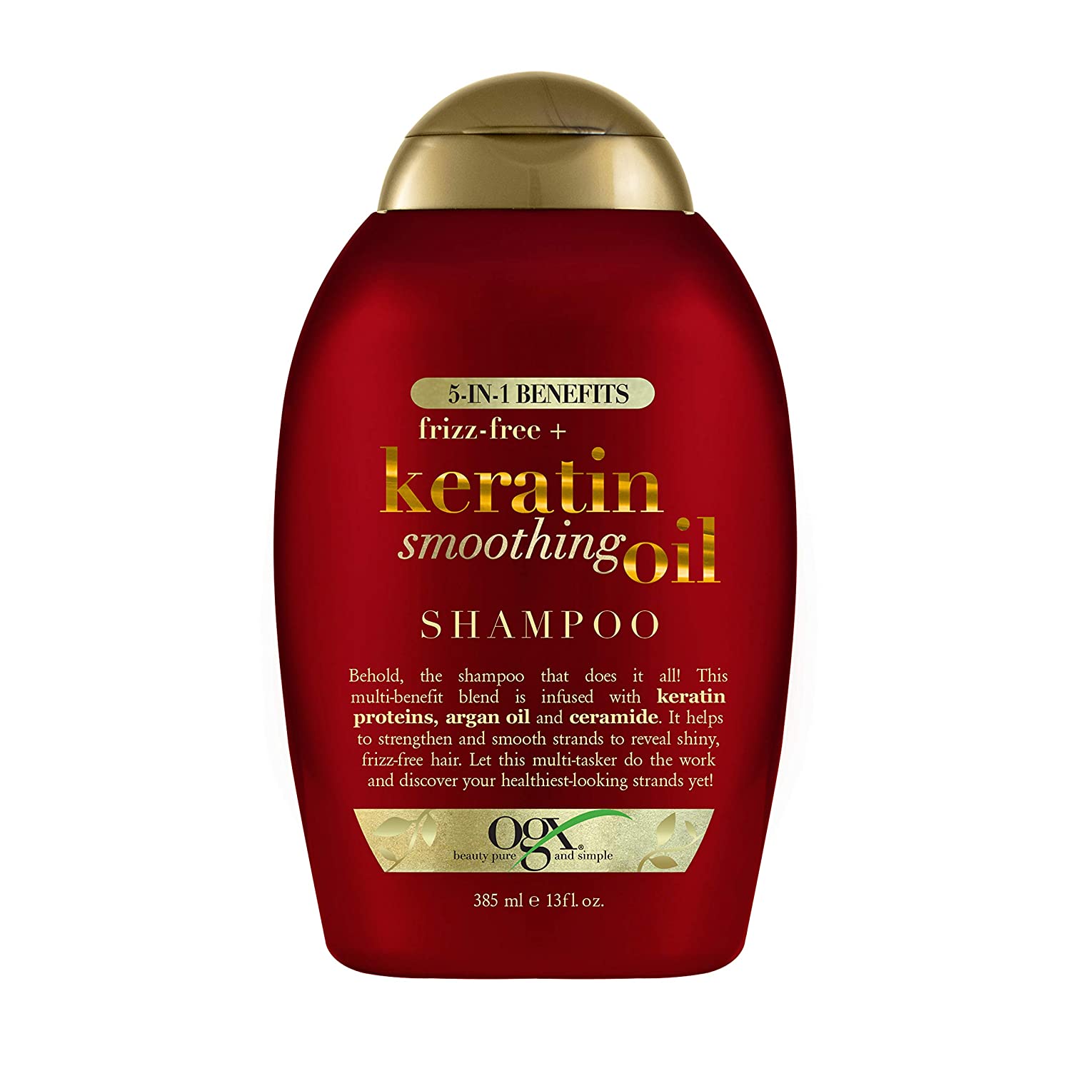 OGX Frizz Free + Keratin Smooting Oil 5-IN-1 Benefits Shampoo,