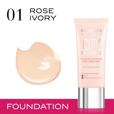 BOURJOIS city radiance skin protecting foundation (01 rose ivory)