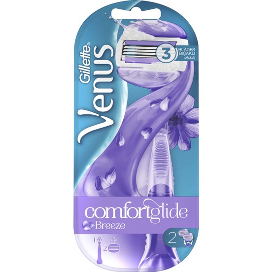 Gillette Venus ComfortGlide Breeze Handle Women’s Razor – 1 Handle + 2 Refills