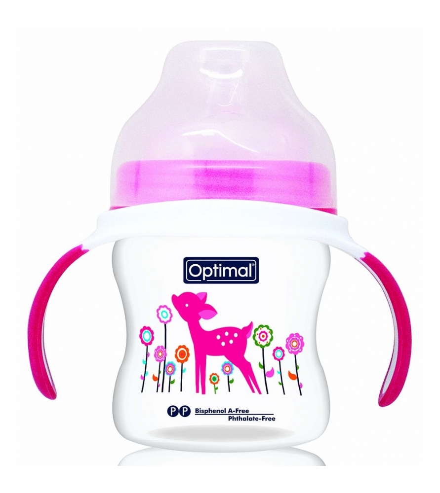 Optimal Feeding Bottle 150ml With Handle Pink