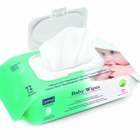 Optimal Organic Baby Wipes With Plastic Lid 72 Pcs