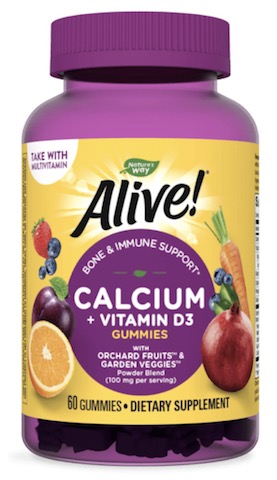 Nature's Way, Alive! Calcium + Vitamine D3, 60 gommes