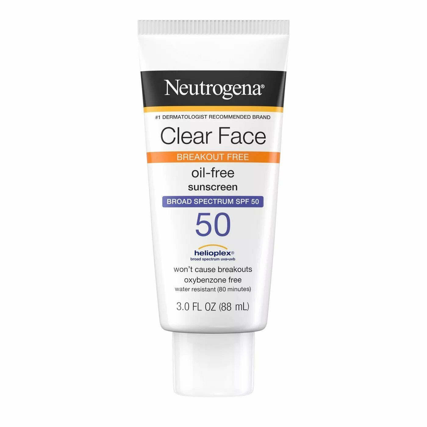 Neutrogena Clear Face Liquid Oil-Free Sunscreen Lotion Broad Spectrum SPF 50