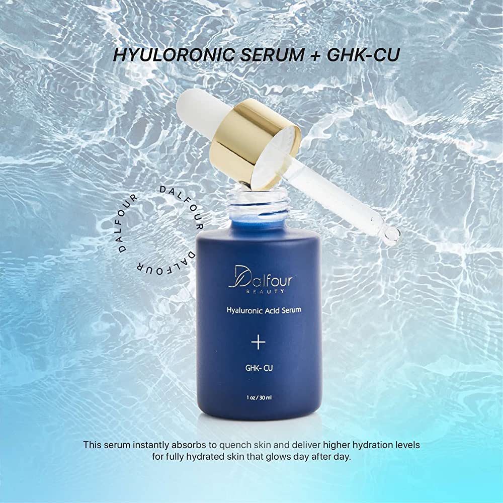 Dalfour Beauty Hyuloronic Serum, Advanced Skin Hydration with Powerful Skin Firming + GHK-CU