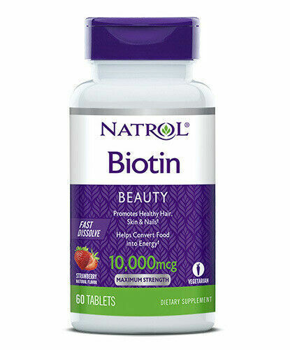 Natrol Biotin, Maximum Strength, 10,000 mcg, Fast Dissolve 60 Tabs, Strawberry