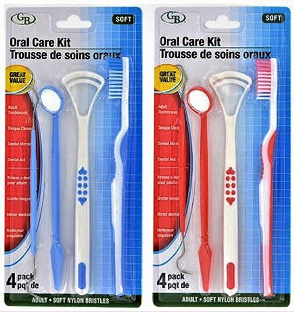 Dental Oral Care Kit, Soft Toothbrush, Tongue Cleaner, Mirror, Dental Aid Picks