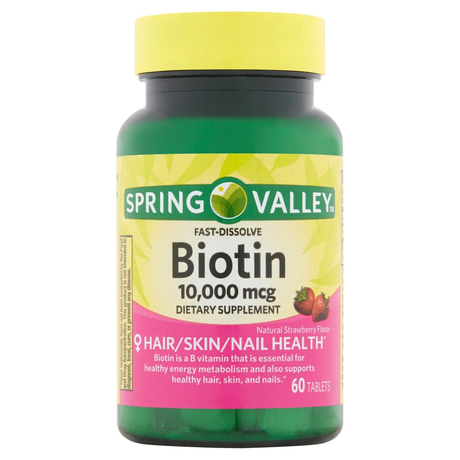 Spring Valley Fast-Dissolve Biotin Tablets, 10,000 mcg, 60