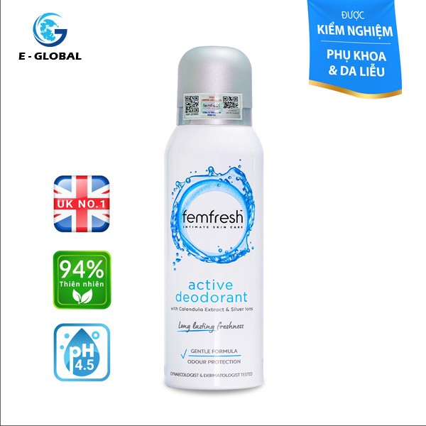 FEMFRESH DEODORANT ACTIVE, 125 ML