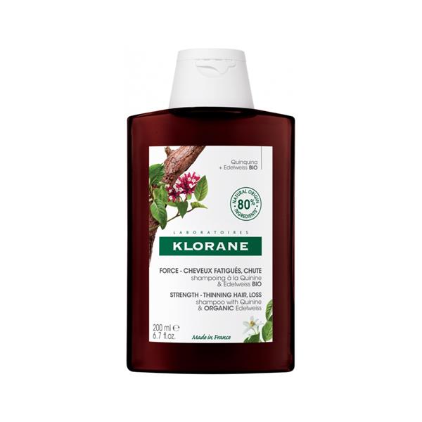 KLORANE à la QUININE et EDELWEISS Bio 200ml - Shampooing pour Cheveux Fatigués - Fl/200 ml