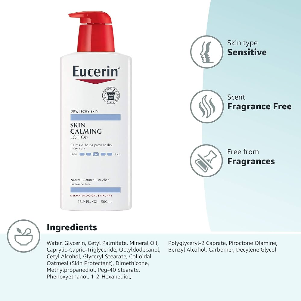 Eucerin Skin Calming Lotion - Full Body Lotion for Dry, Itchy Skin, Natural Oatmeal Enriched  500ml