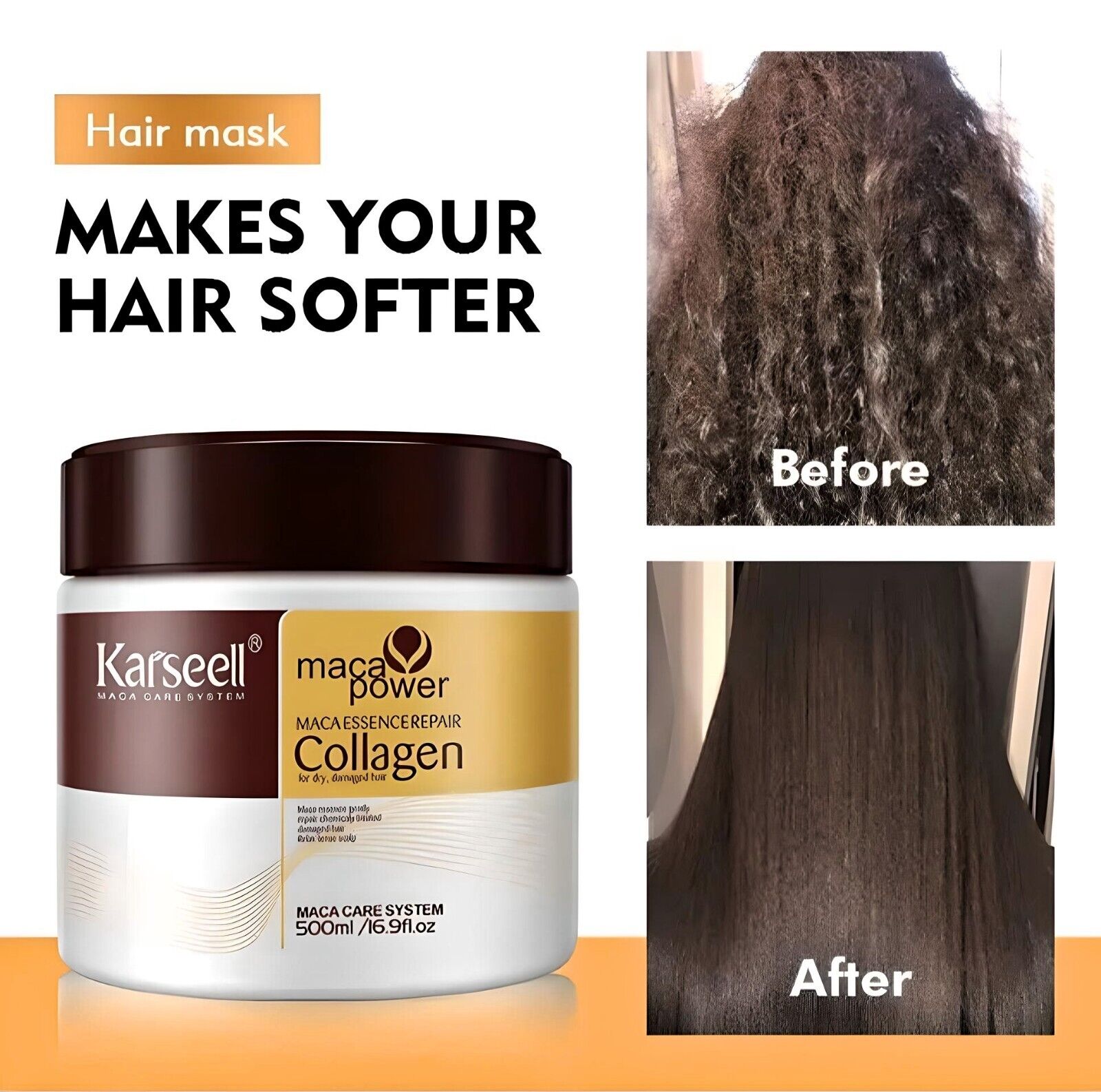 thumbnail image 2 of Karseell Collagen Hair Mask With Moroccan Argan Oil - 16.9 Oz Jumbo - Dry Damaged Hair Repair 2 of 4