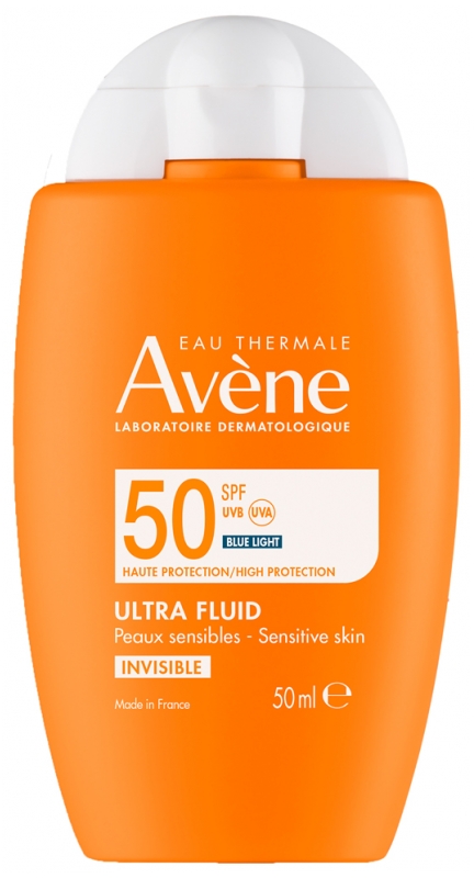 Avène crème solaire ultra fluide, ultra mate SPF50+ 50 ml.