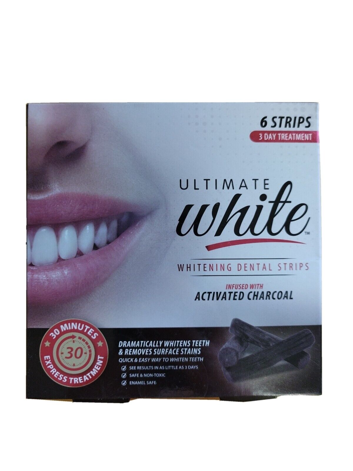 Ultimate White Whitening Dental Strips Charbon Actif 6 pcs - Bandes blanchissantes pour les dents