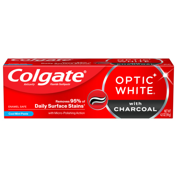 Colgate Optic White Charcoal Whitening Toothpaste Cool Mint, 4.2 oz