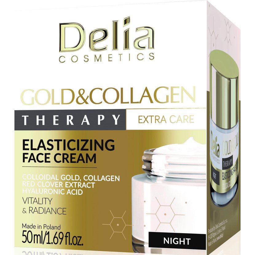 Delia Cosmetics Gold & Collagen Therapy crème de nuit augmente l’élasticité de la peau