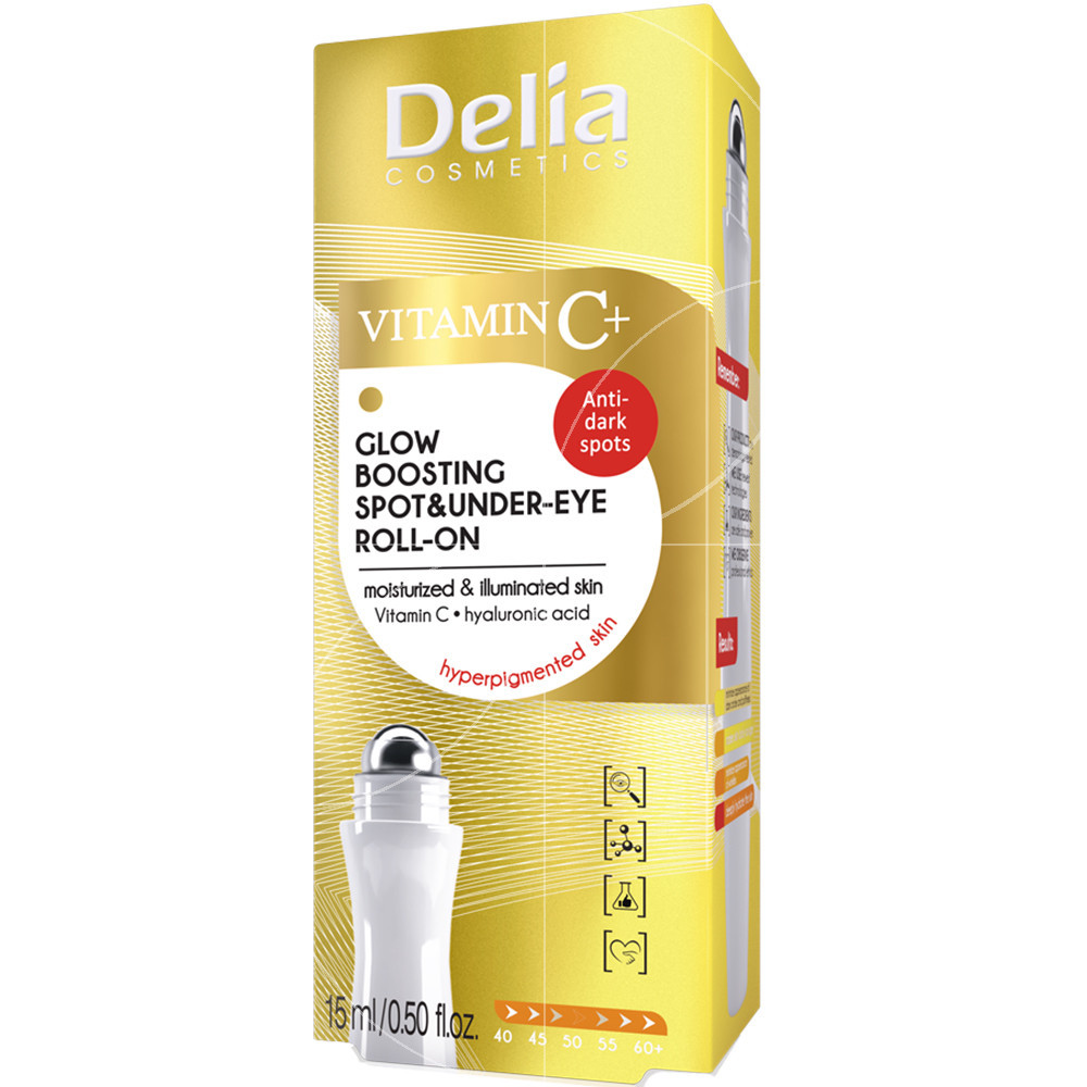 Delia Roll-on Hydratant Éclaircissant et Anti-Imperfections Vitamine C+ Contour des Yeux 15 Ml