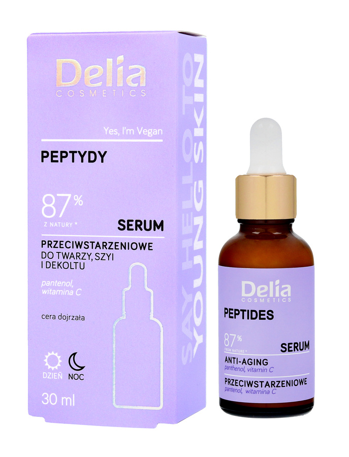 Delia Cosmetics PEPTIDES Sérum anti-âge visage, cou et décolleté jour et nuit 30 ml