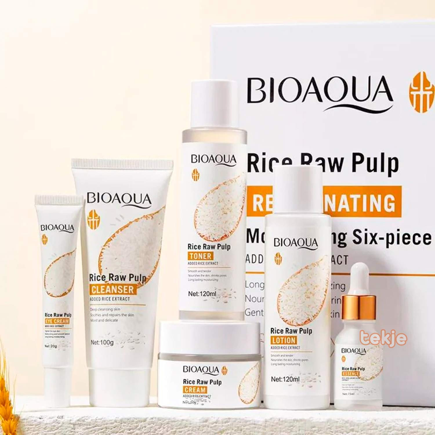 Kit Beauté Rajeunissant Visage Bioaqua "Pulpe de Riz Crue" 6 pcs