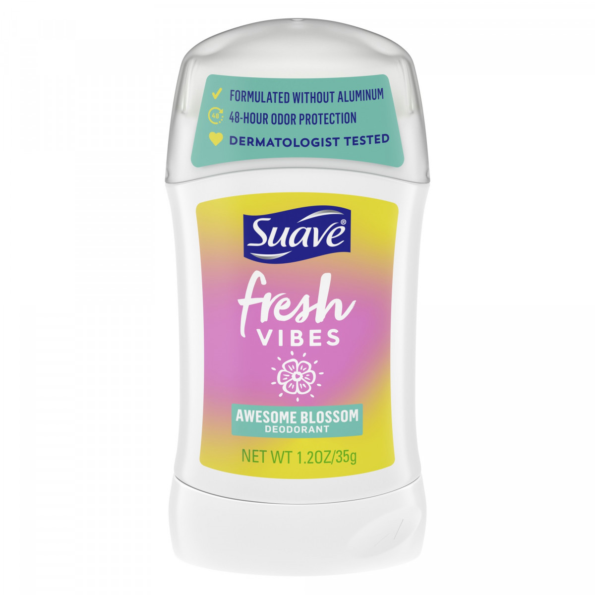 Suave Fresh Vibes Aluminum Free Deodorant Stick, Awesome Blossom 35g