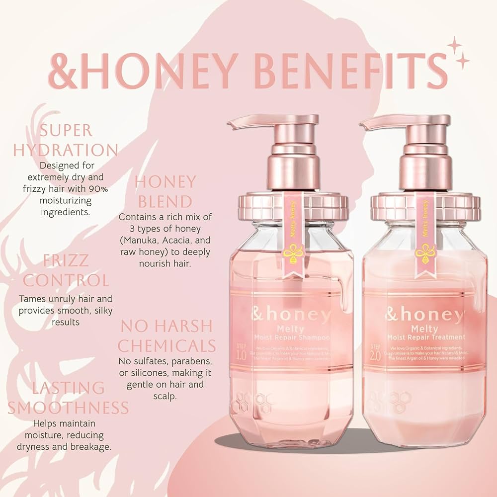 &-honey Melty Moist Repair Japanese Shampoo & Conditioner Set (440 mL)