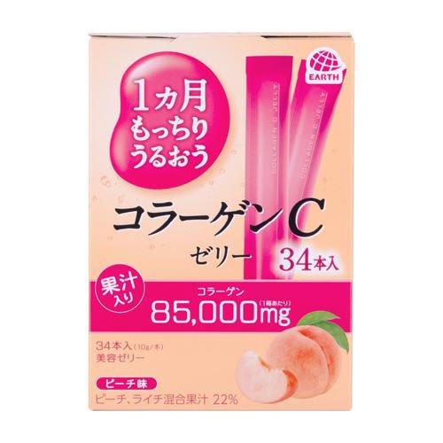 Gelée hydratante au collagène C Earth Pharmaceutical 1 mois, saveur pêche, 34 pièces