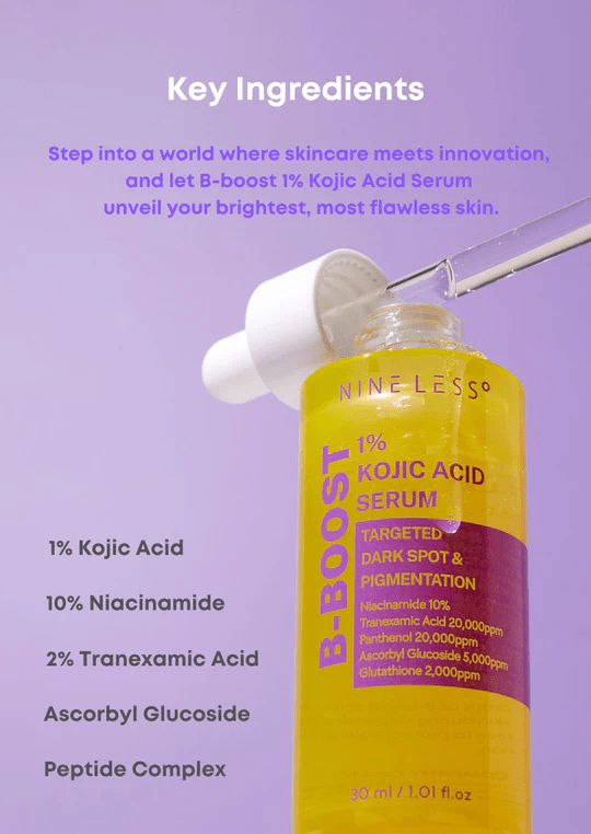 NINE LESS B-Boost 1% d'acide kojique Sérum 30 ml