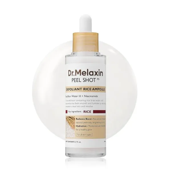 Dr.Melaxin Peel Shot Glow White Rice Peeling Ampoule, Soft Exfoliating Face and Body Scrub Dead Skin Cells Remover for All Skin Types korean skin care 80ml