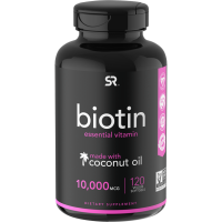 Sports Research, Biotine avec huile de noix de coco, 10 000 mcg, 120 gélules végétales